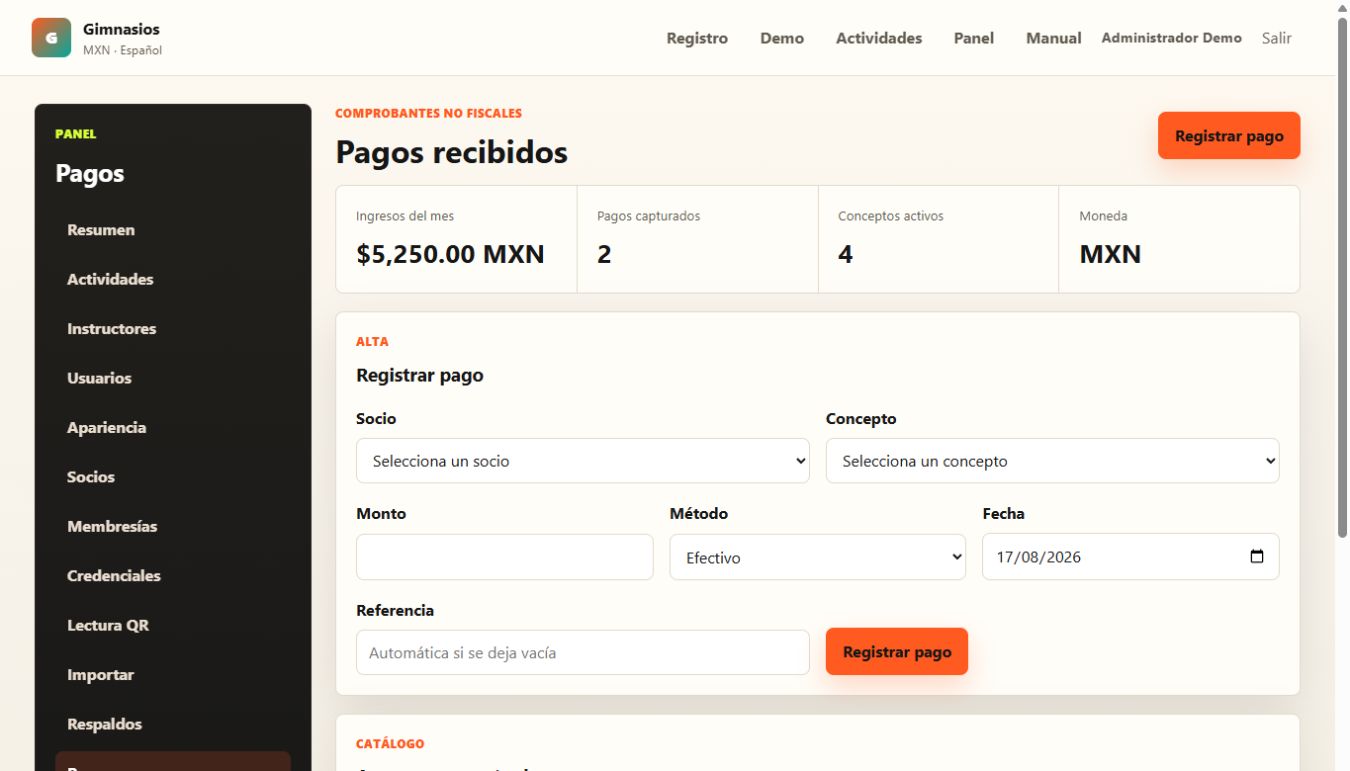 Captura de pantalla del módulo de comprobantes de pago