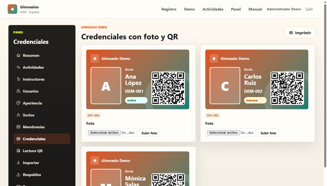 Captura de pantalla del módulo de credenciales