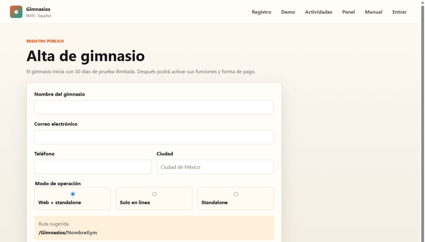 Captura de pantalla del registro